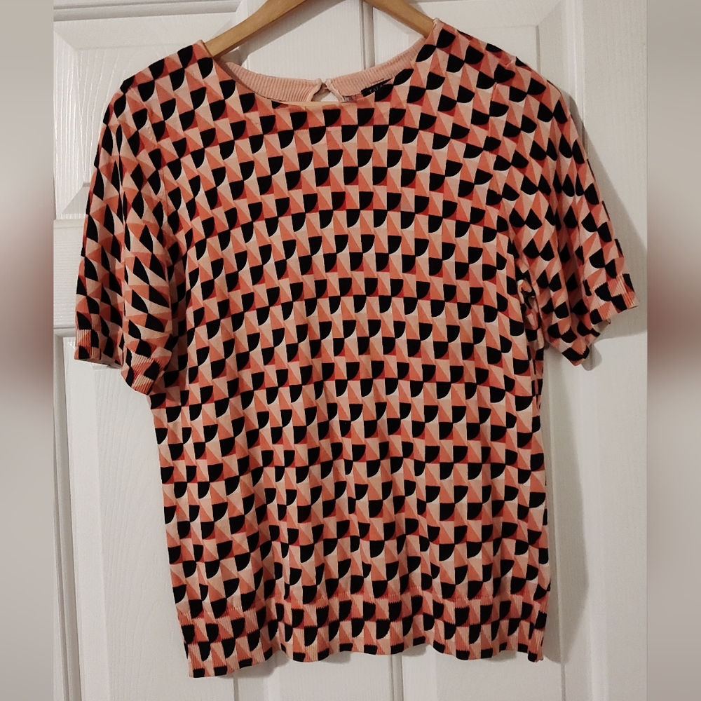 Talbots Petites Short Sleeve Geometric Print Sweater Women's Multicolor, Size Mp